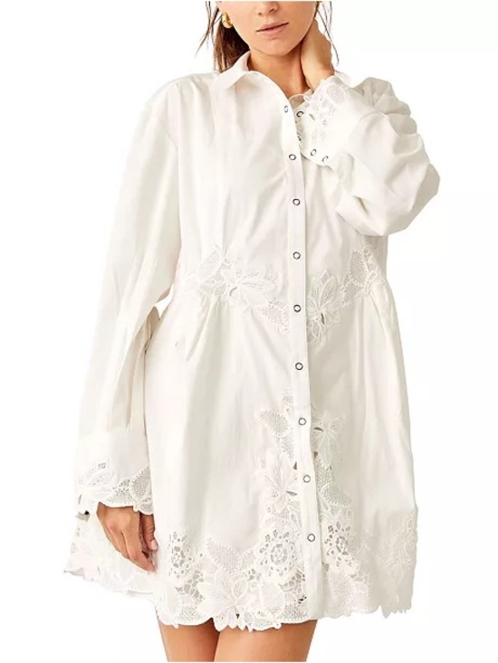 Free People Dresses & Skirts - Free People White Eyelet Button-Front Tunic